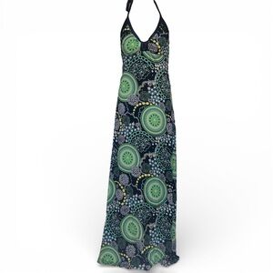 Guess Jeans Y2K Deep Marine Multi Print Halter Maxi Dress
